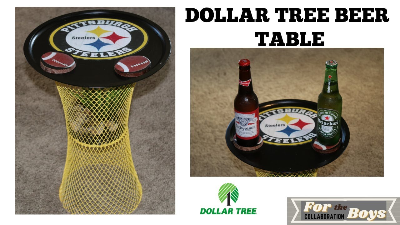 Steelers Beer Table / Dollar Tree DIY / Man Cave Guy Gift Ideas/ For the Boys collab / EJD