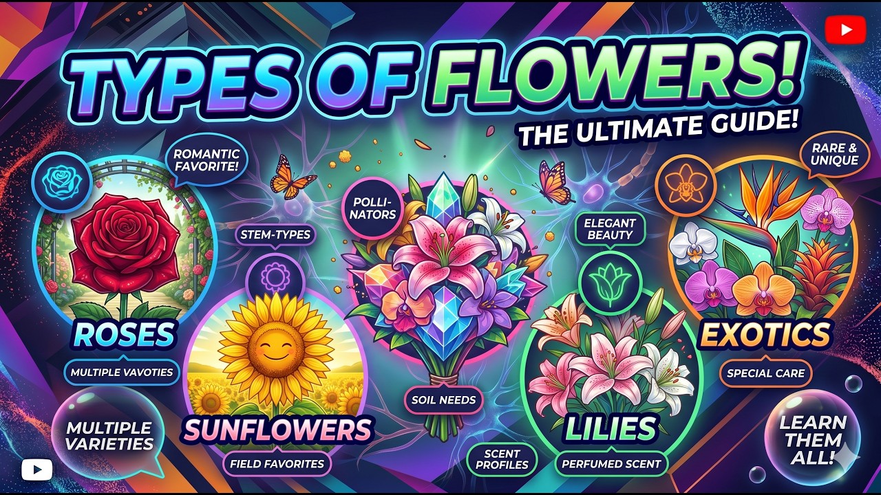 🌷 Flowers Vocabulary | English Learning for Beginners