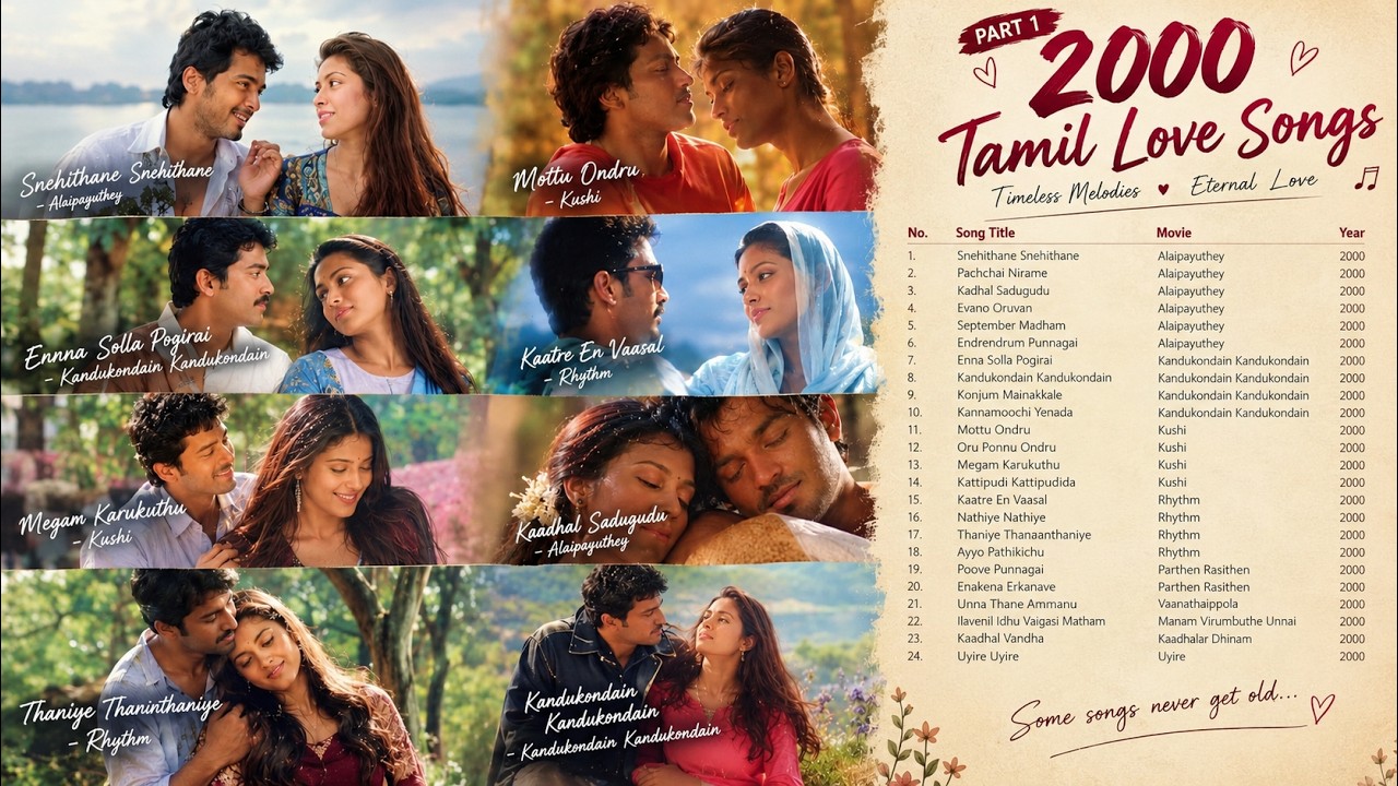2000 Tamil Love Songs Jukebox - Part 1 | Timeless Melodies | Classic Romantic Hits
