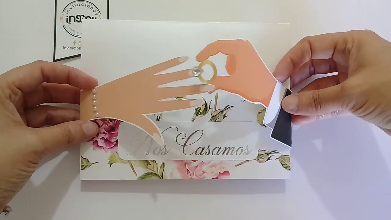 😍❤❤invitacion Boda Modelo Alianza de Boda.En rojo perlado y rosas rojas 💖🌹