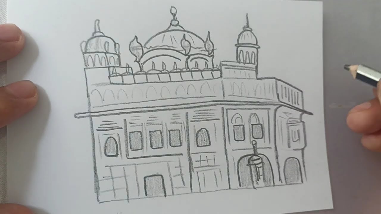 How to draw the Golden Temple (Gurdwara), Amritsar
