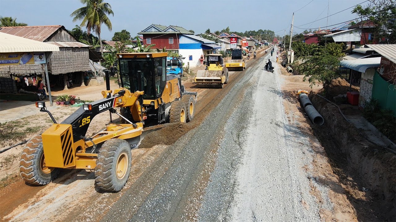 New Motor Grader SANNY Spreading Gravel Build Foundation Road, Machines Construction Road