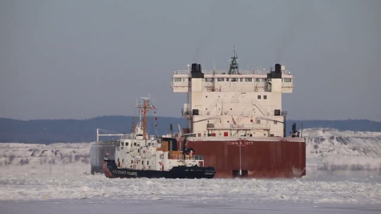 Edwin H Gott below Pointe Louise with USCGC Katmai Bay assisting 01.14.22