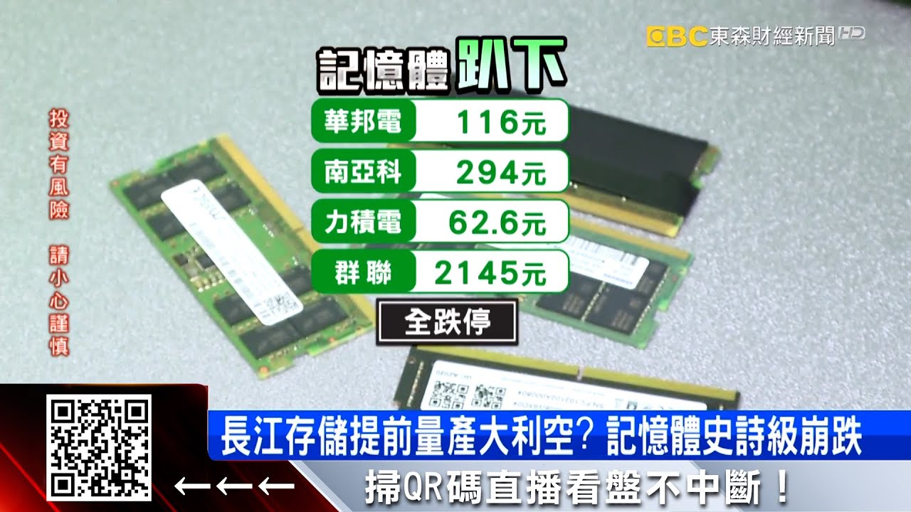記憶體慘摔！華邦電等5檔跌停 專家：低買但別重壓 @57ETFN