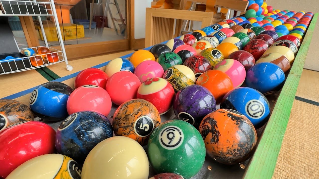 Make a marble run course using a wave device. (Billiard balls and wooden balls, etc.) #ASMR