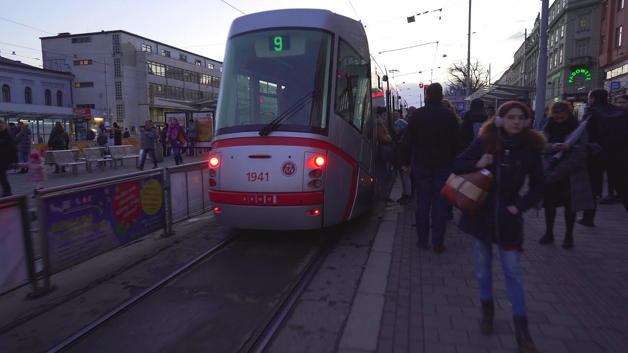 Czech Republic, Brno, tram 9 ride from Hlavní Nádraží to Dětská nemocnice