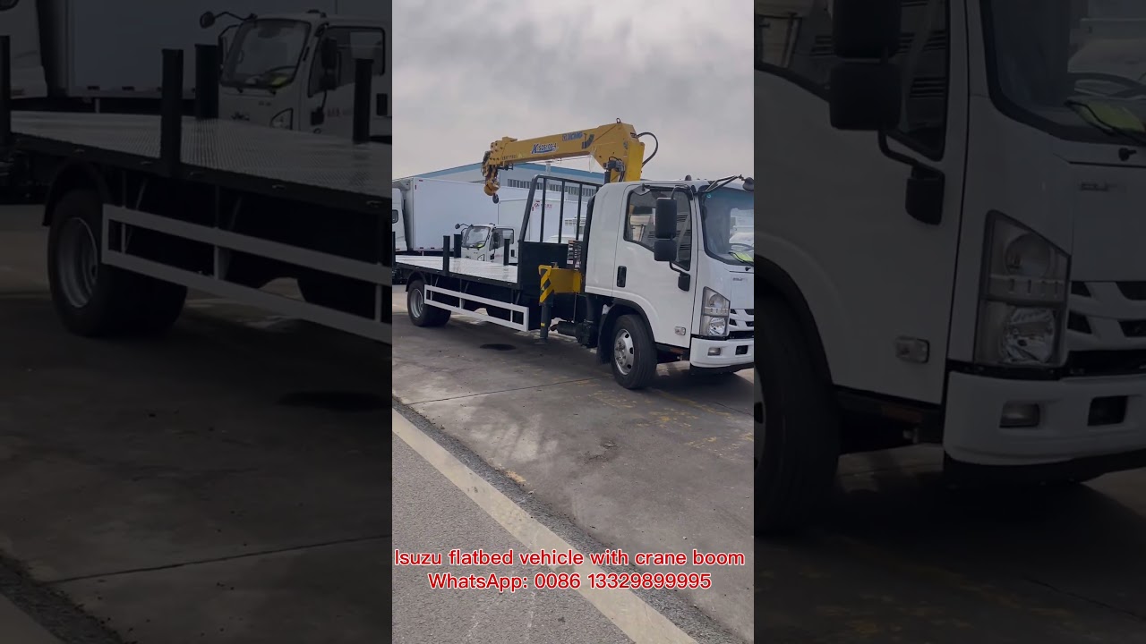 Isuzu flatbed transporter with crane boom, WhatsApp: 0086 13329899995