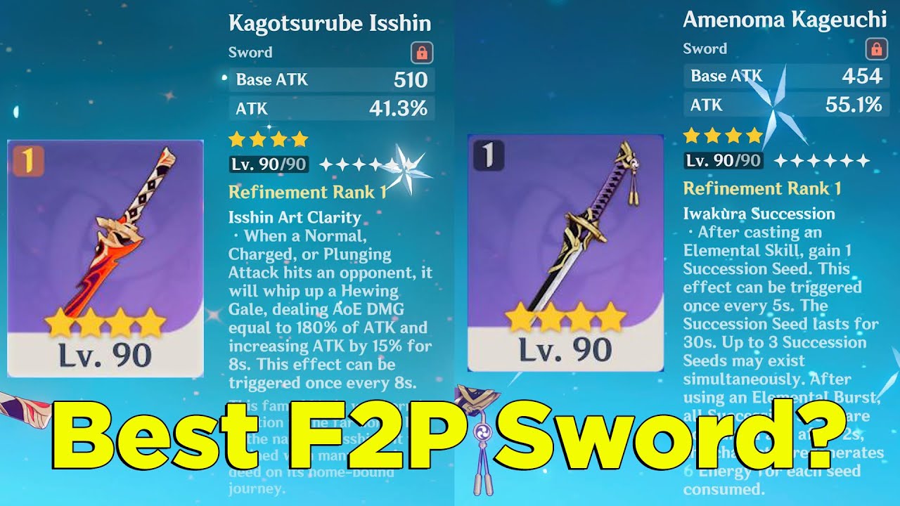 Kagotsurube Isshin vs Amenoma Kageuchi Best F2P Sword?