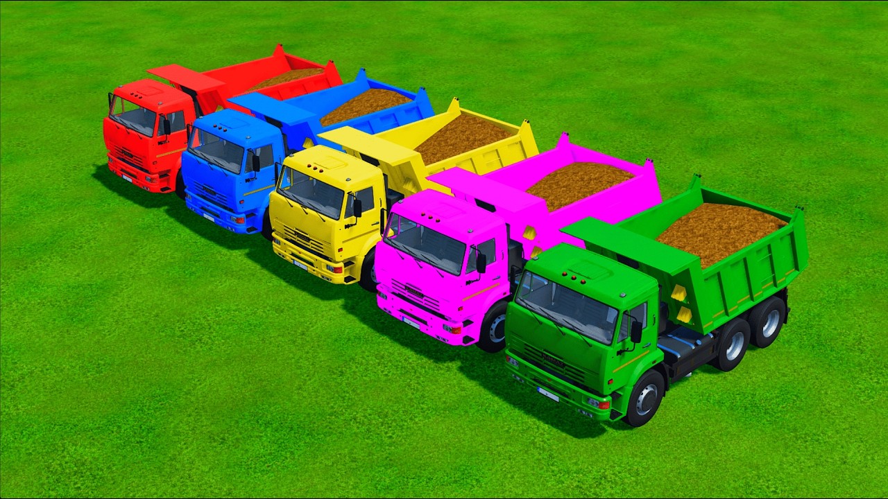 Work with Colors! SAND TRANSPORT with New Holland & KAMAZ TRUCKS! MUDDY ACTION!