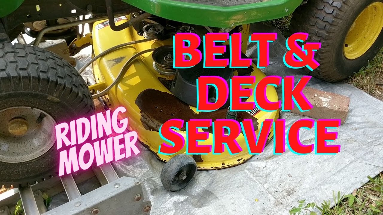 Riding Mower Deck Service and Belt Replacement on John Deere D110