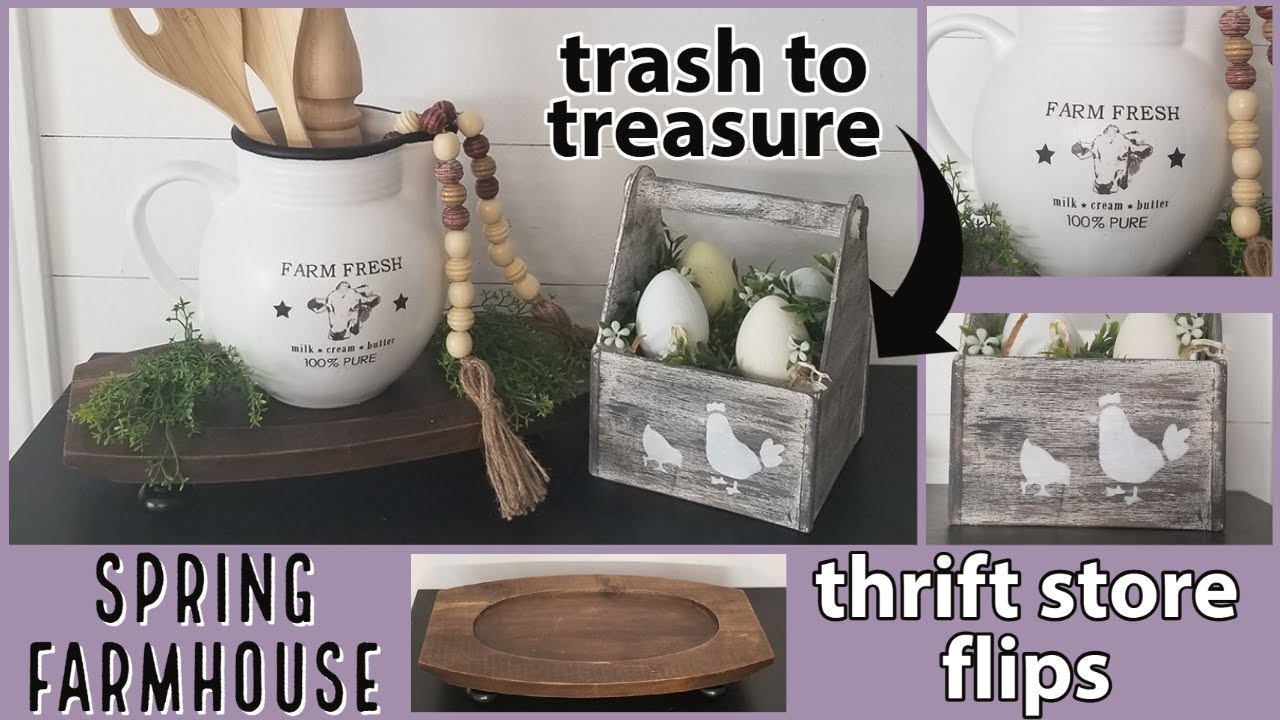 Spring Farmhouse Thrift Store Flips~Farmhouse Decor DIYS~Cheap & Easy Farmhouse Home Decor