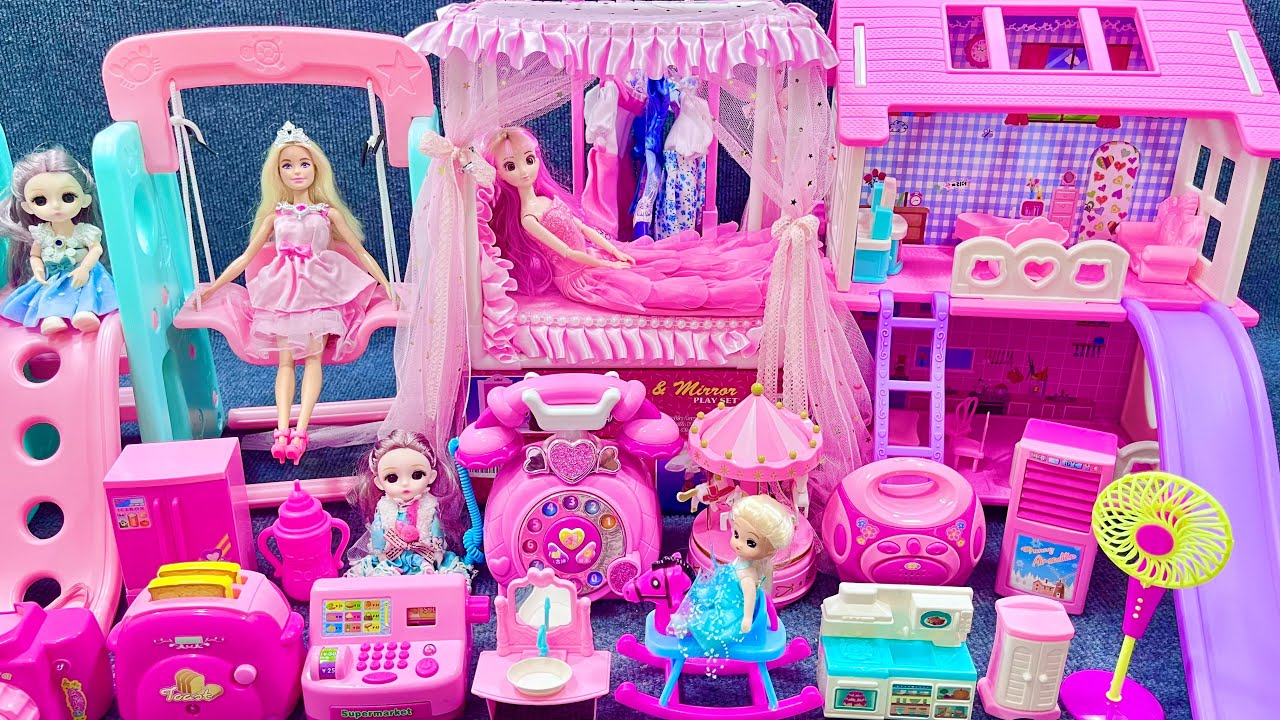 12 Minutes Satisfying with Unboxing Barbie Princess House and Slide Play Set Review Toys | ASMR