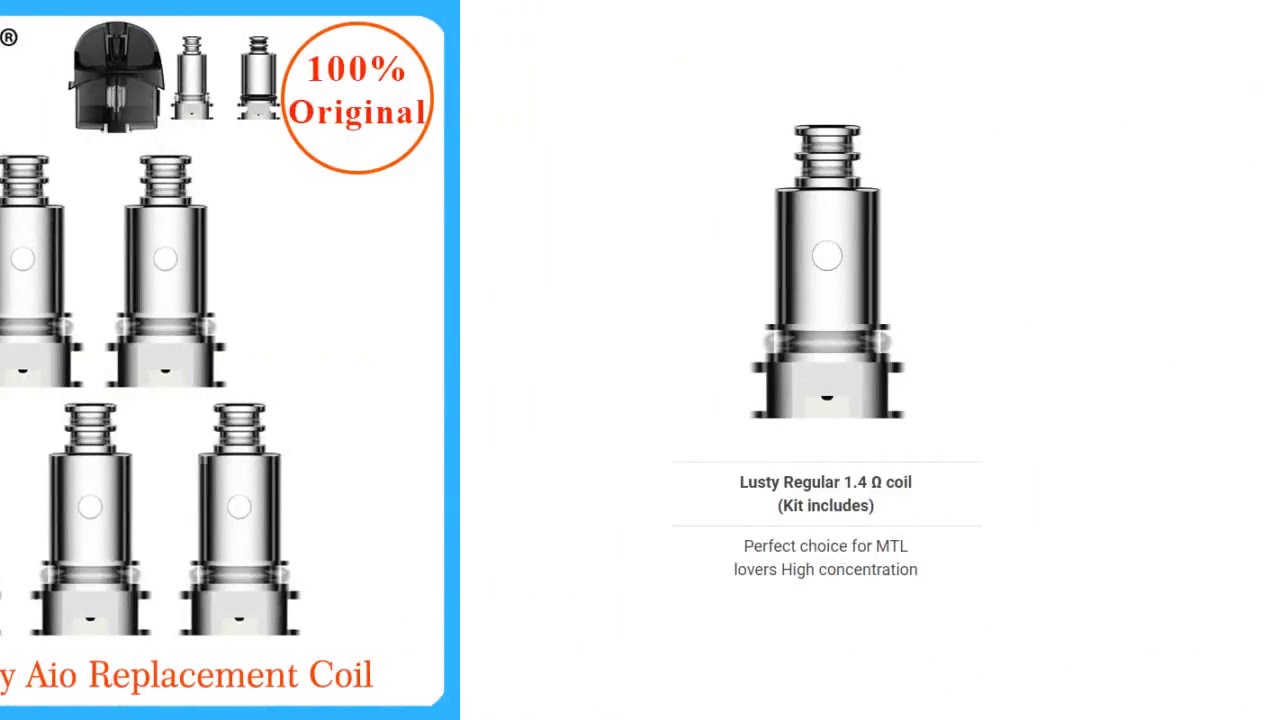 Nevoks Lusty Aio Replacement Coil for Nevoks Lusty Aio pod kit for sub ohm/MTL Vaping vape access...