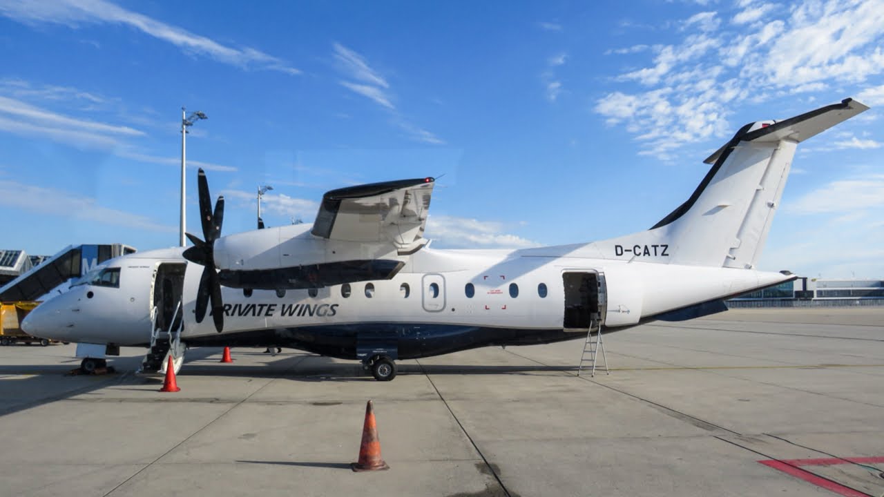 *20 seconds takeoff roll* Private Wings Dornier 328-110 very short takeoff from Munich airport! 
