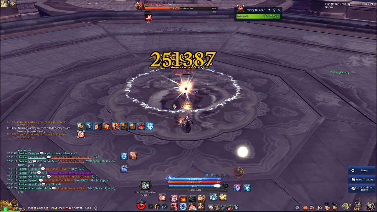 Blade and Soul Gunner Kazuhà Dummy Dps Test
