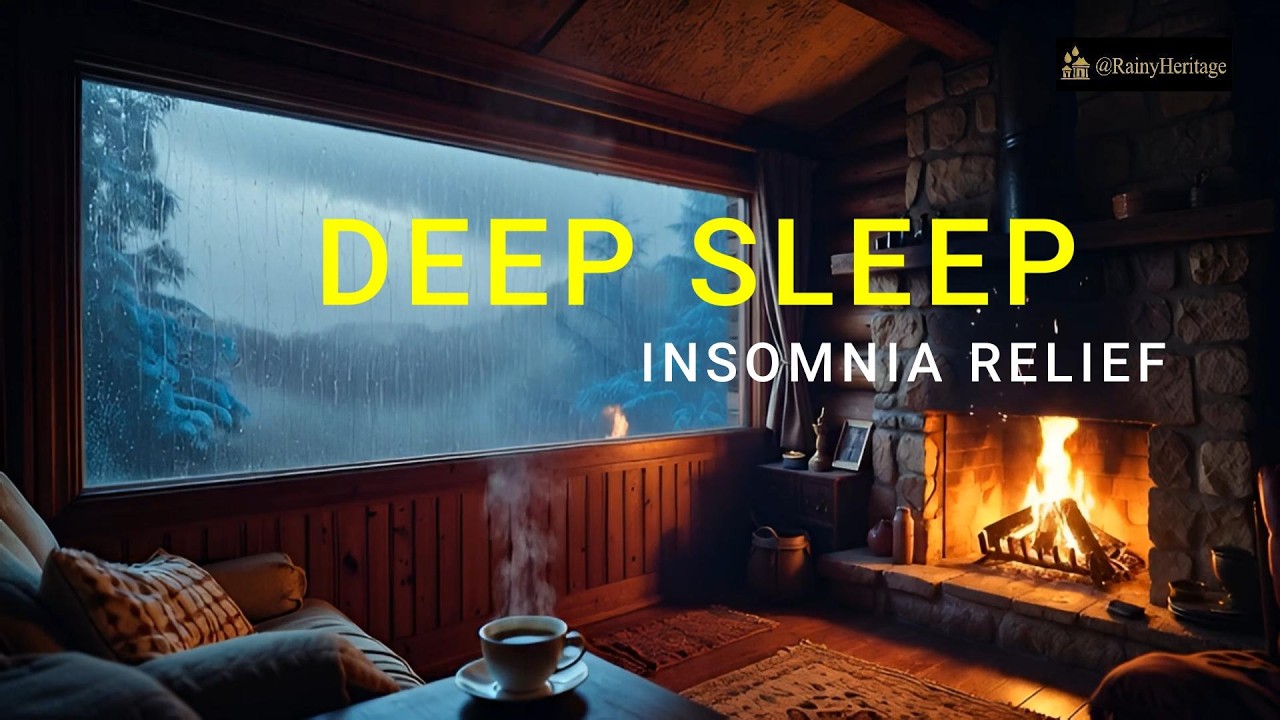 🔥 Cozy Cabin Heavy Rain 10 hours | 🌧️ Rain Sounds & Crackling Fireplace for Deep Sleep and Study