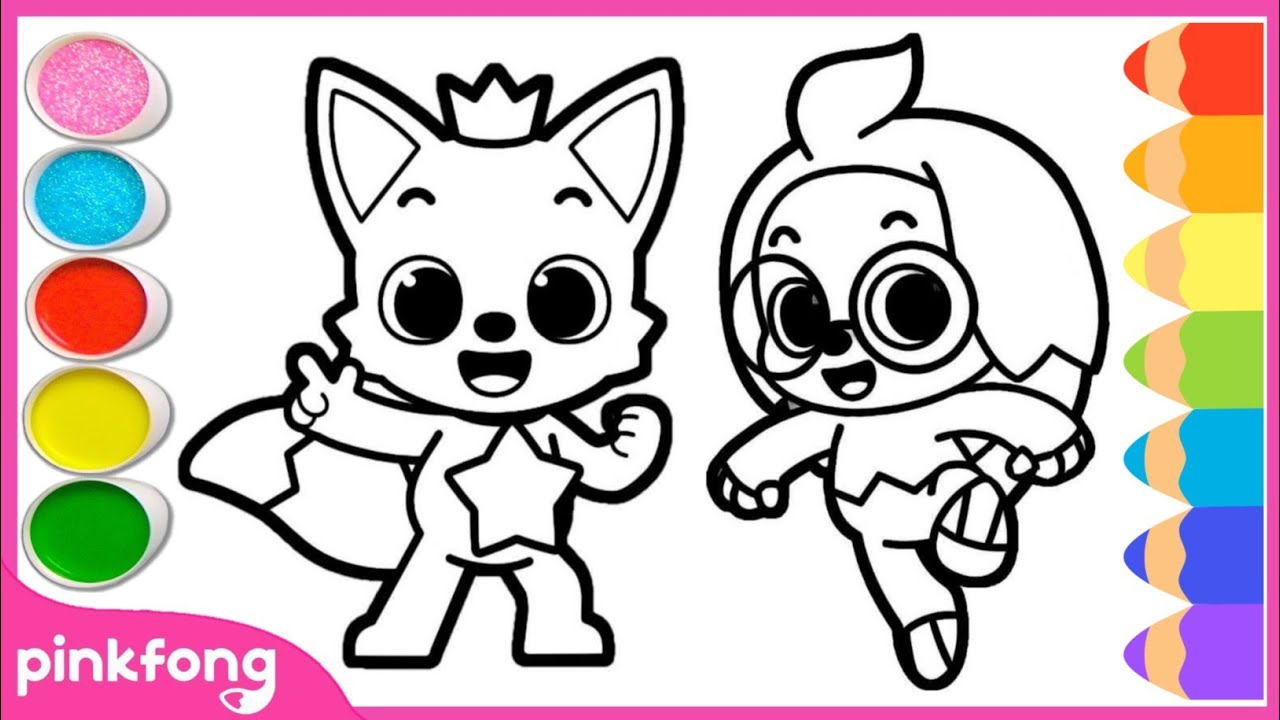 Learn Colors with Hogi! and Pinkfong - Fun Coloring Tutorial Art for Kids