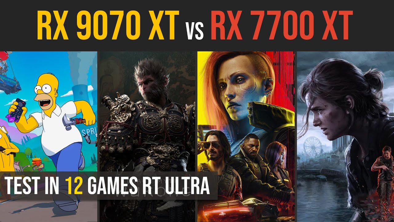 RX 9070 XT vs RX 7700 XT | 12 Games tested at 1080p