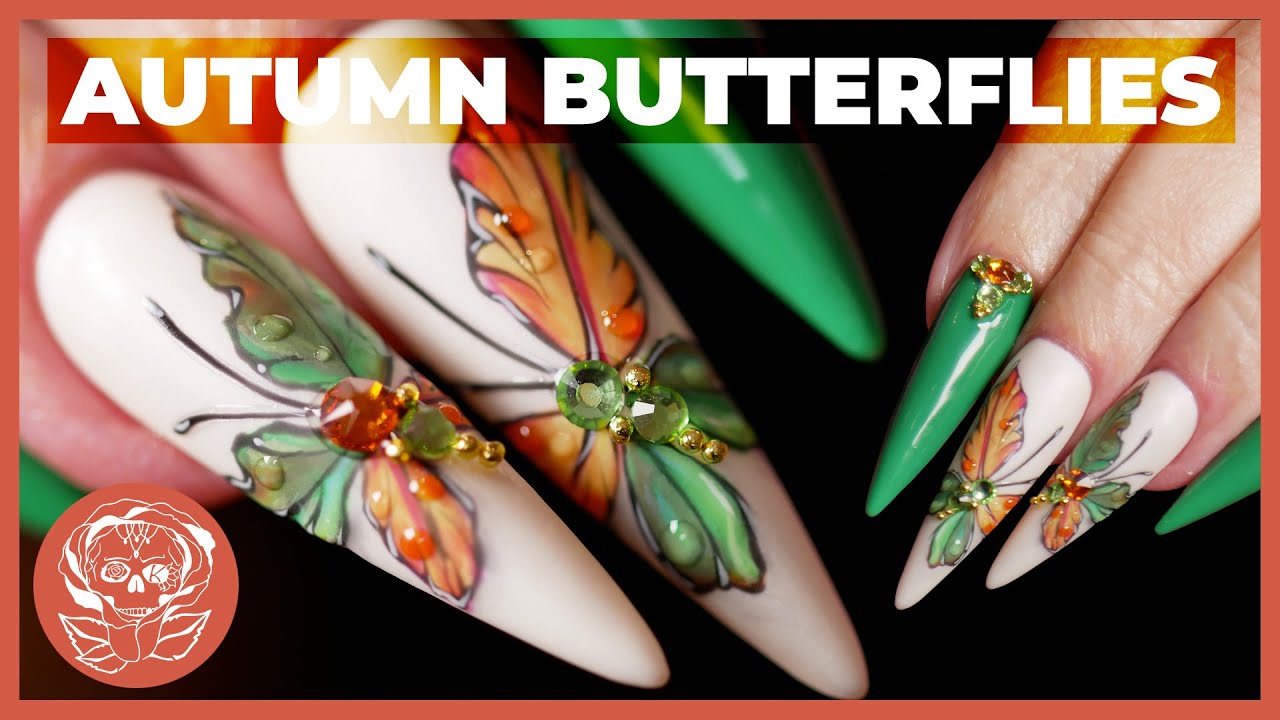 Making Butterflies out of Autumn Leaves - Nail Design Tutorial!