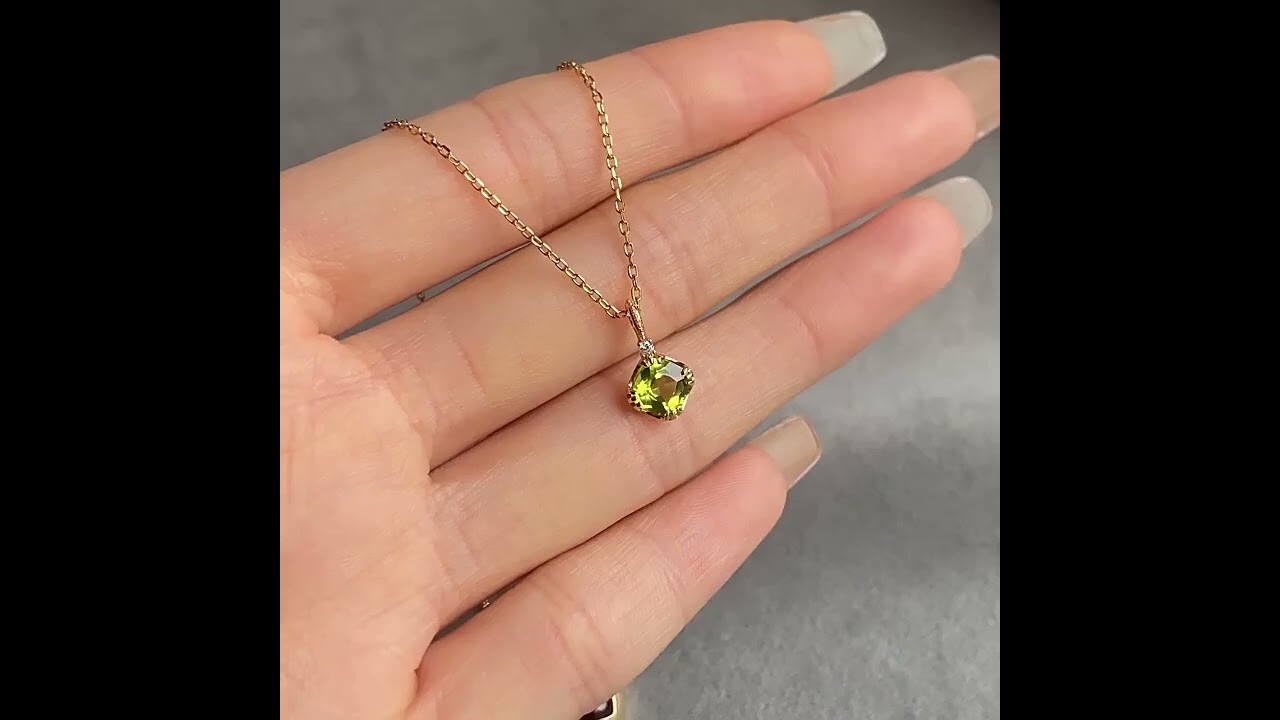 14K Gold Plated Sterling Silver Necklace with Peridot and White Zircon #jewelry #birthstone