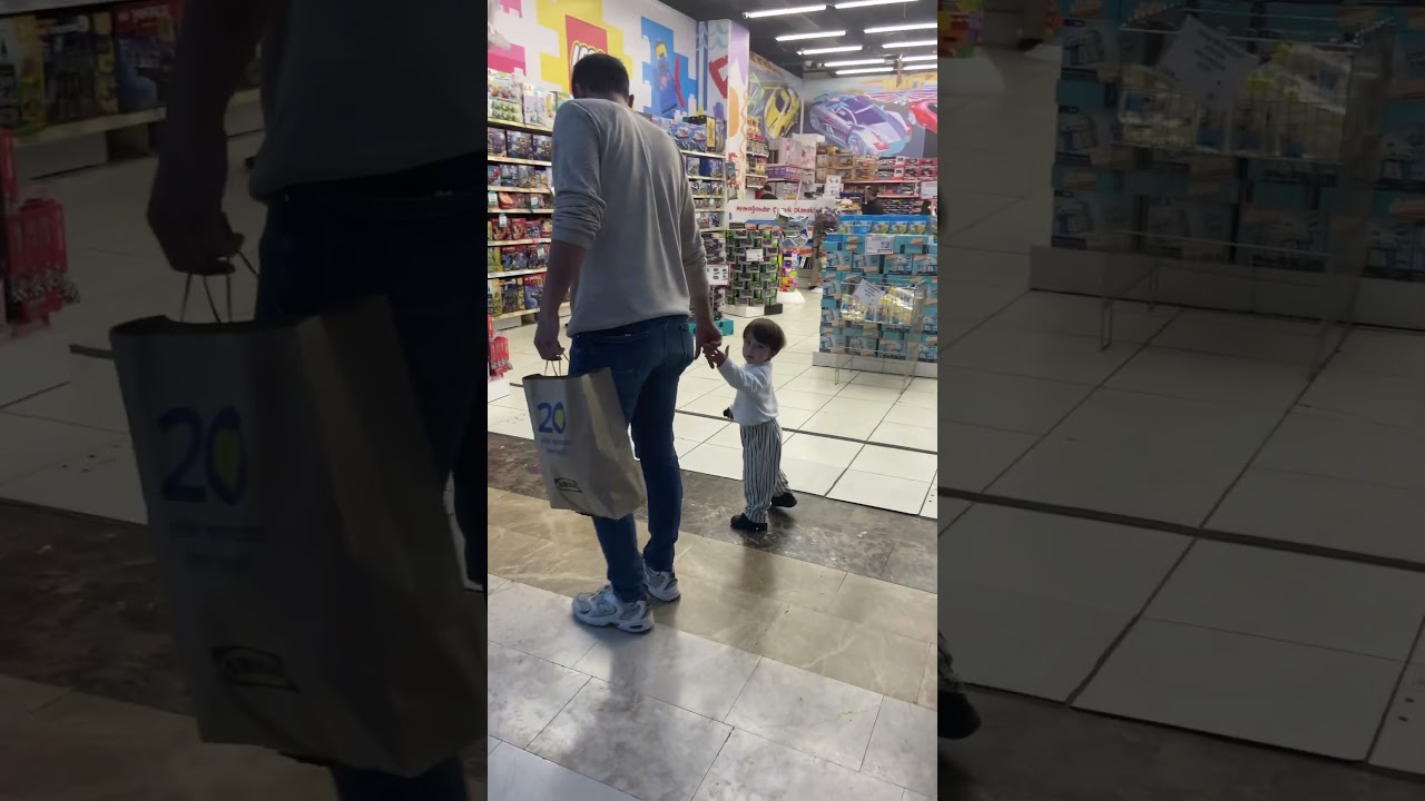 He made his dad go into the toy store 😄 
