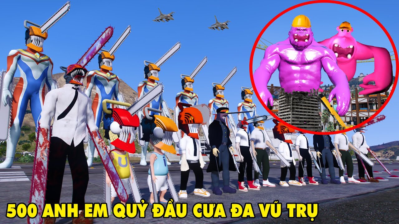 GTA 5 Khỉ HUNKY JACK Khổng Lồ Cấp Độ 99 Gặp QUỶ ĐẦU CƯA Du Hành Đa Vũ Trụ Hỗn Loạn Cùng 500 Anh Em