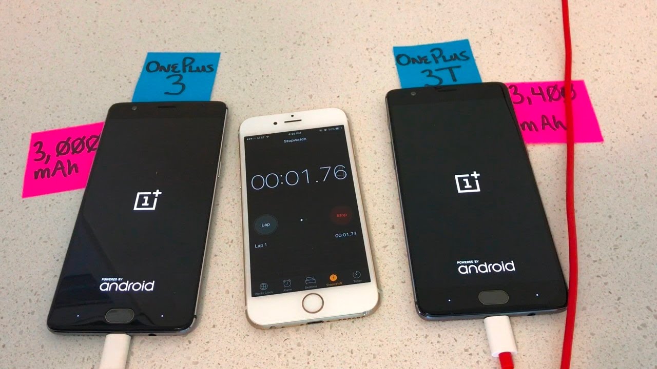 OnePlus 3 vs OnePlus 3T Battery Charge 0-100%