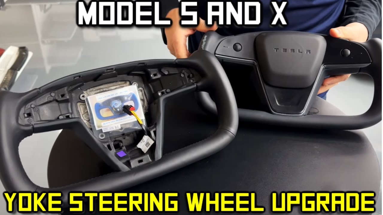 2021+ | Model S & X Yoke Steering Wheel Upgrade, TESLA Factory Original with real Leather.