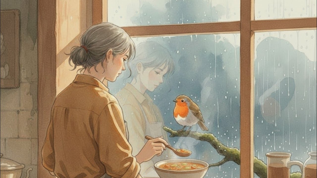 Rainy Solitude: A Cozy Ghibli-Style Afternoon | Relaxing Rain Sounds