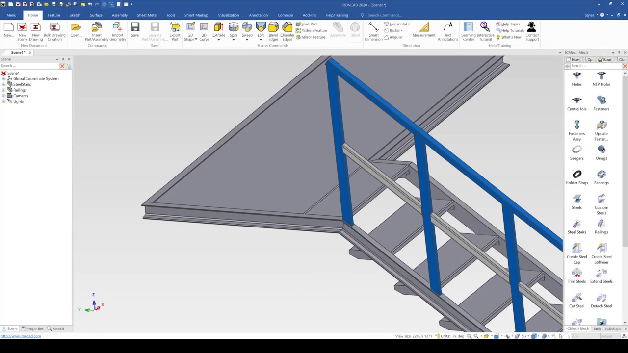 IronCAD Mechanical Steel Stairs and Rails Tools