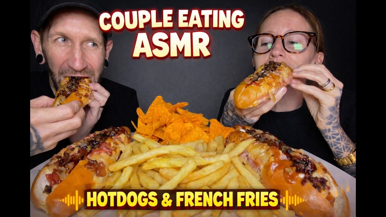 🔥🌭 BIG Crunchy Feast! Hotdogs + French Fries + Doritos | Couple Eating ASMR