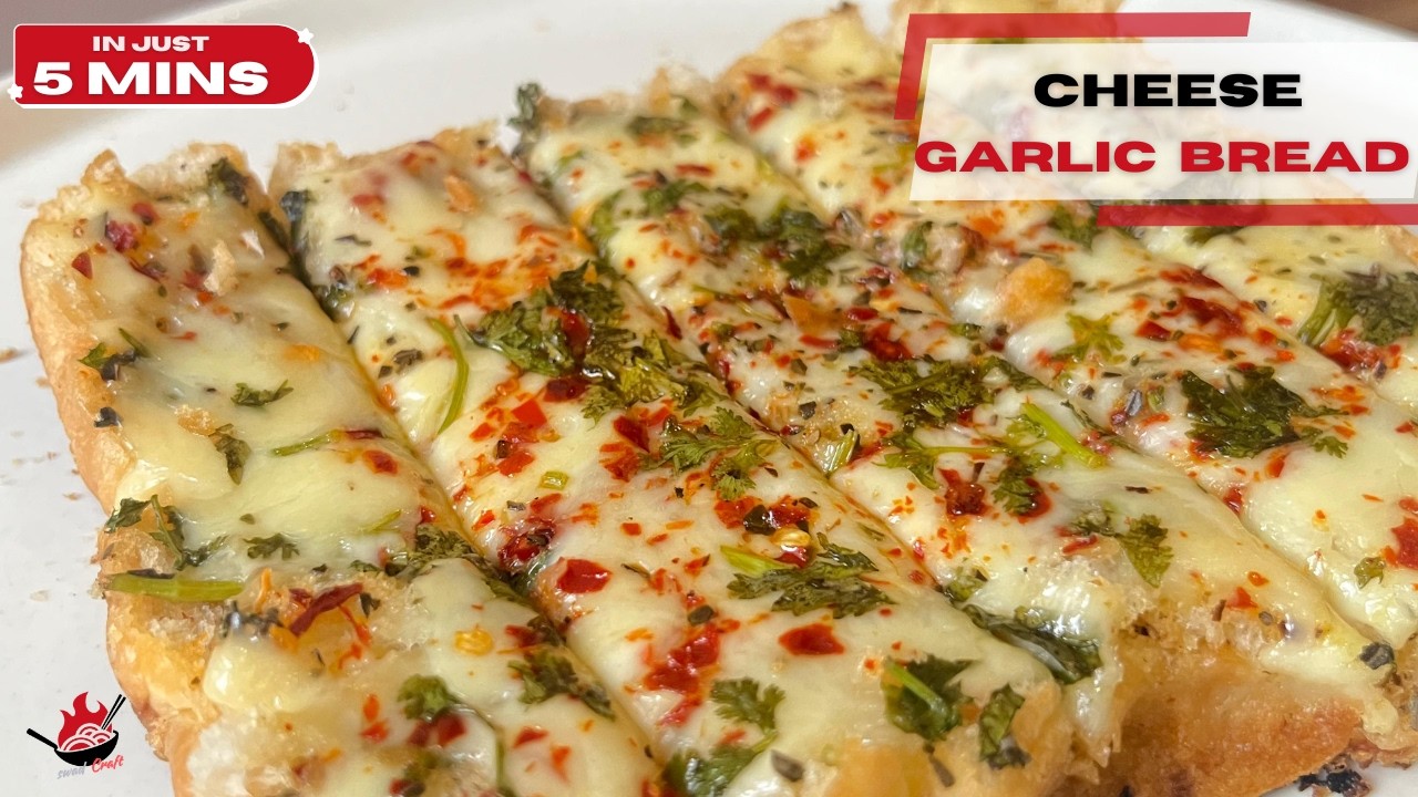 5 Min Cheesy Garlic Bread 🍞 | Easy Garlic Bread Without Oven (Induction Cooktop)