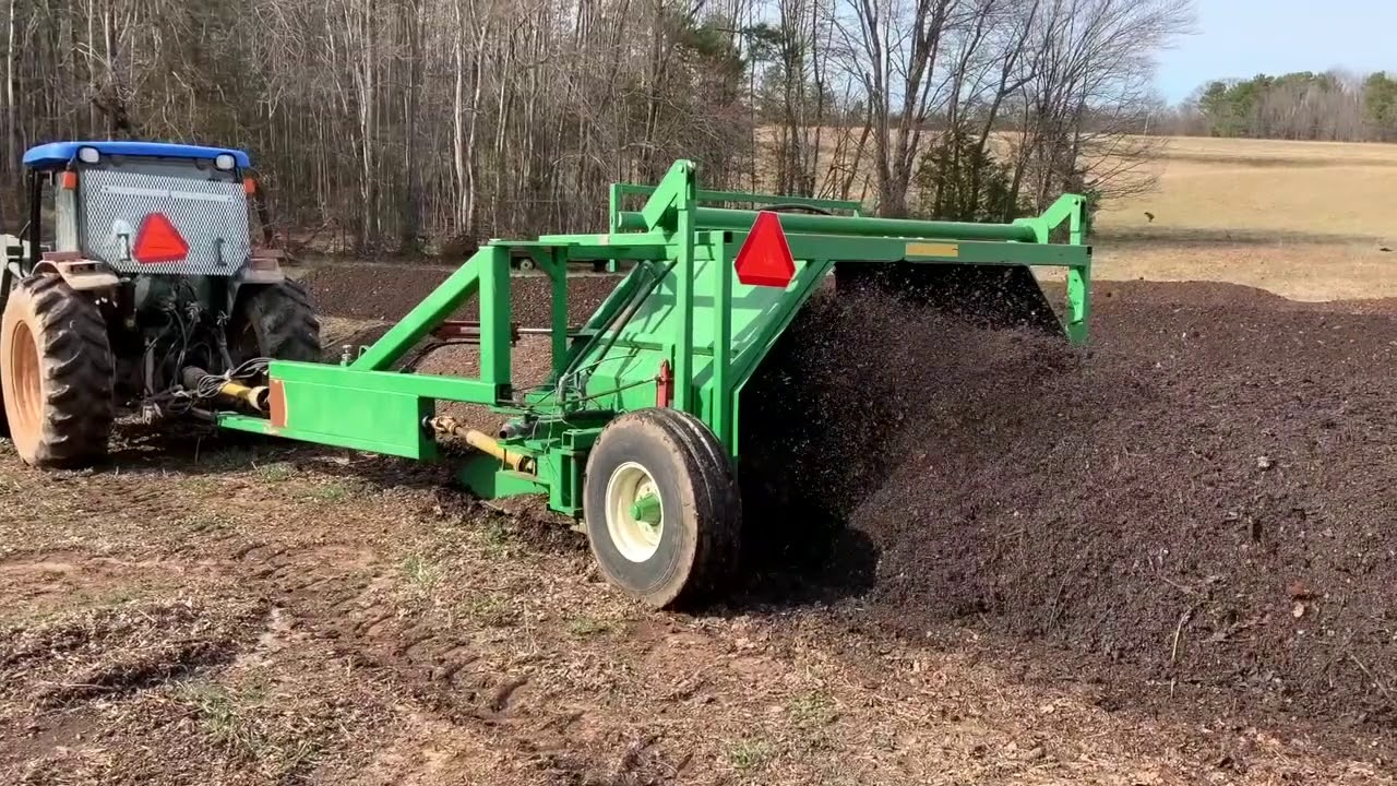 Organic Compost Windrow Turning On a Small Farm