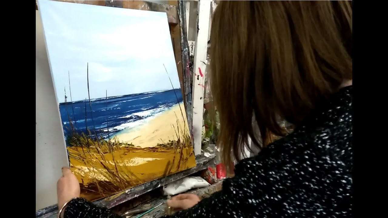TUTO PEINTURE AU COUTEAU FACILE 'LE BORD DE MER