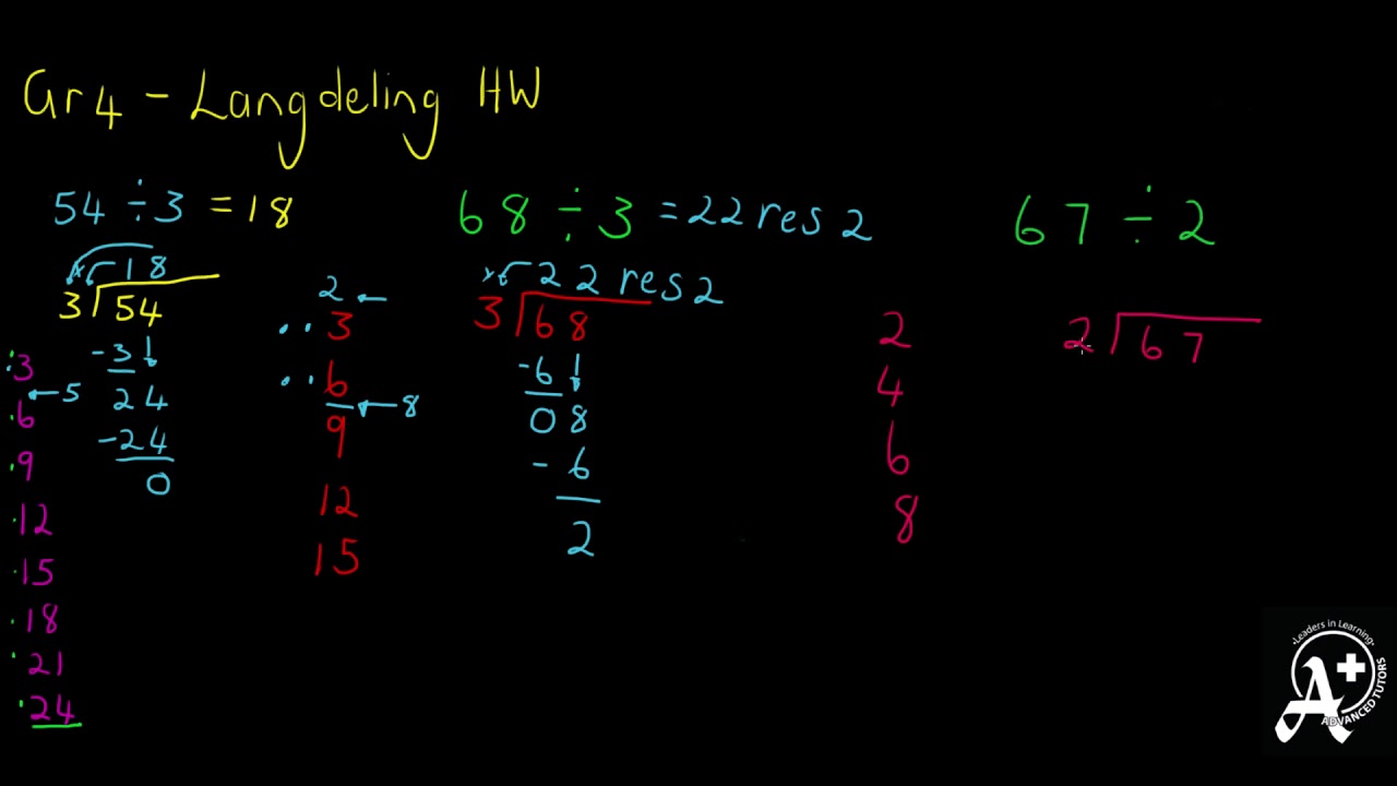 Graad 4 Langdeling Met 2 Syfers