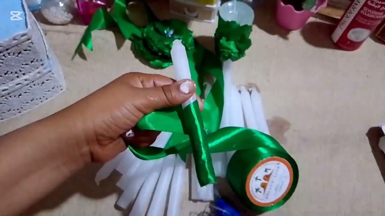 هيا نتعلمو كيف نعملو شموع🕯️ الحنة و البابيون 🎀 بأسهل طريقة تعمليهمشروع مربح 👌او تعمليه لزفافك مثلي✅