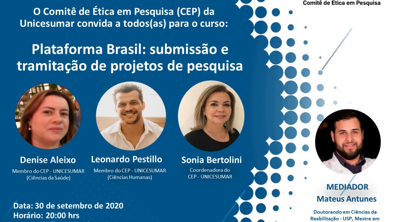 Curso “Plataforma Brasil: submissão e tramitação de projetos de pesquisa” [CEP - UNICESUMAR]