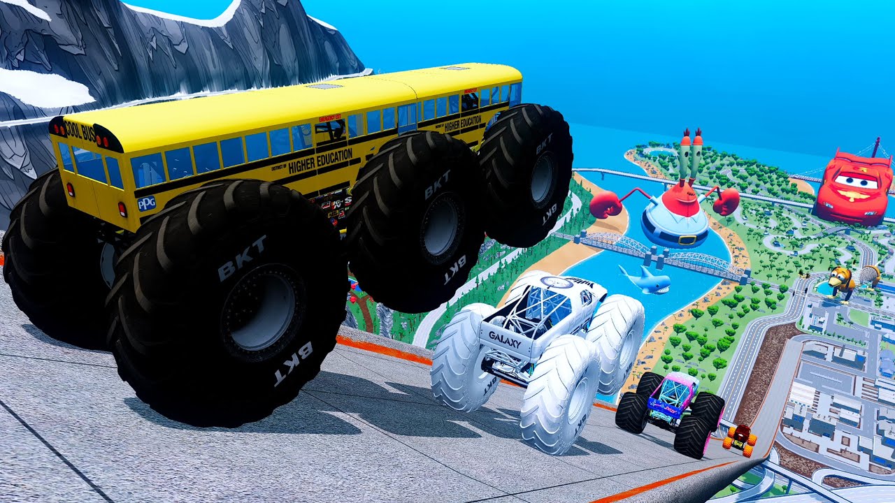 Epic High Speed monster trucks jumps stunts & crashes #054 | BeamNG Drive