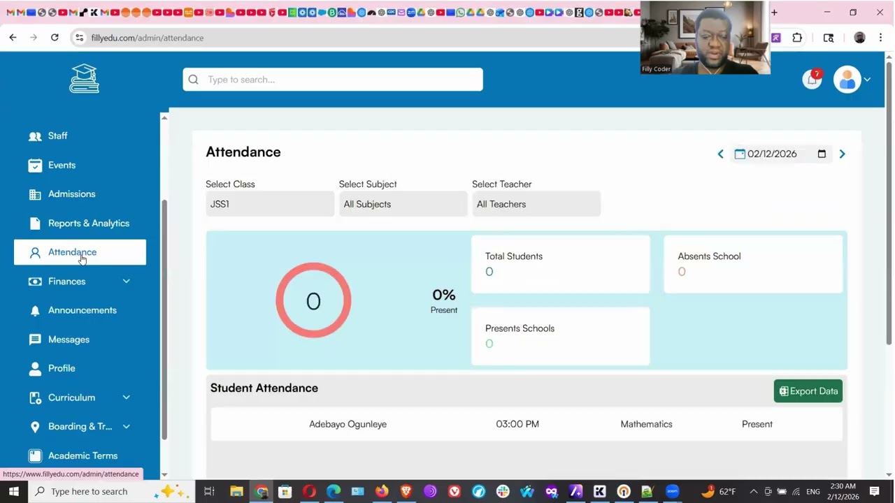 Filly Edu Admin Dashboard Demo | Complete School Management System Overview 🎓