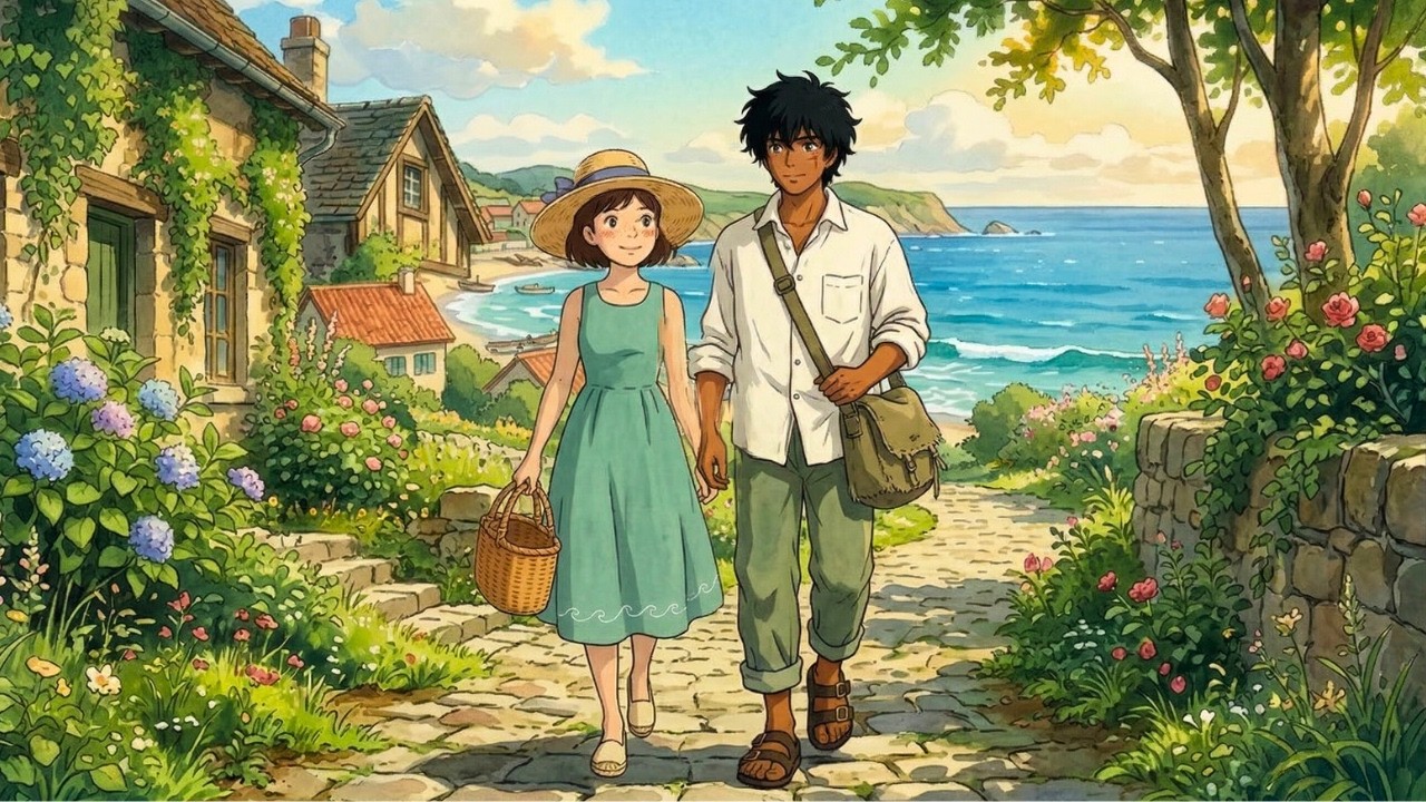 Summer Seaside Breeze & Crisp Tempura Soba 🌊 A Coastal Town Story | Ghibli-Style ASMR