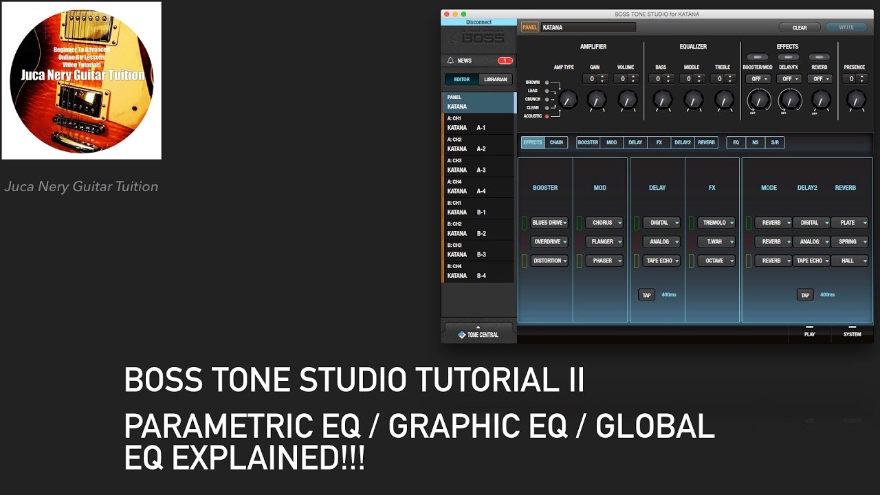 Boss Tone Studio Tutorial II (Parametric EQ / Graphic EQ / GlobalEQ EXPLAINED!!!