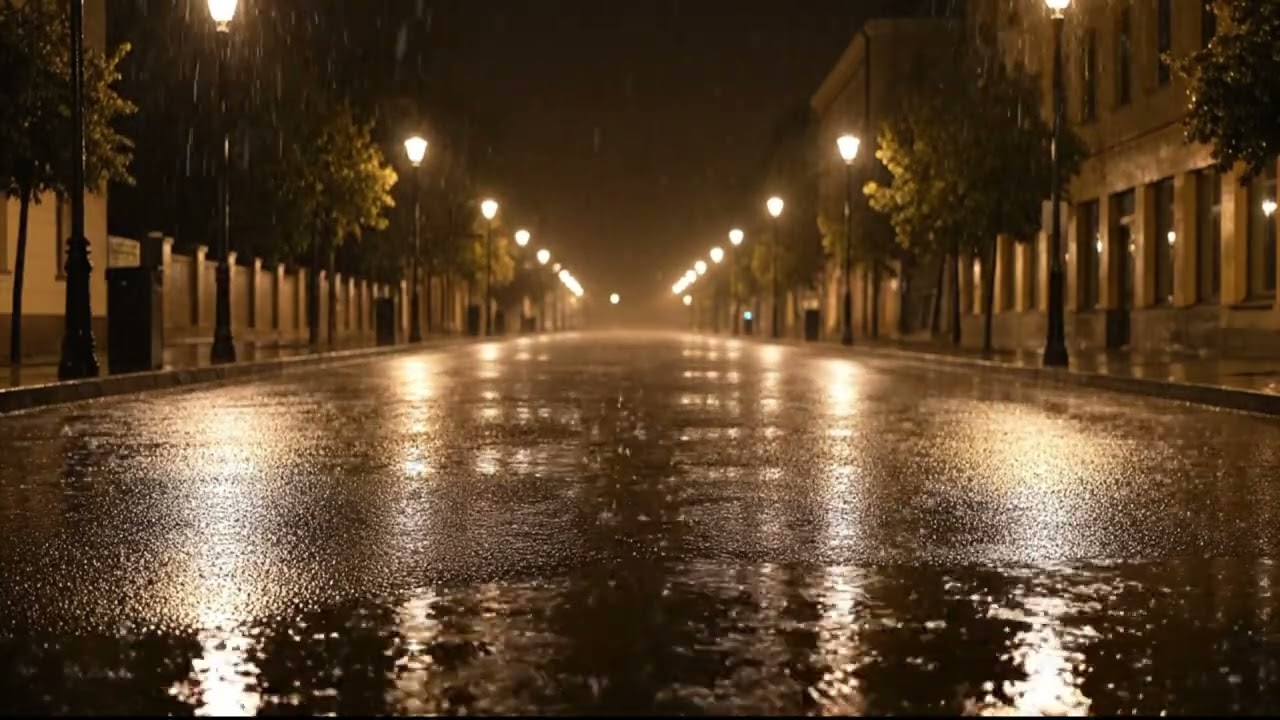 Street Rain at Night 🌧️ 10 Hours | Relaxing Rain Sounds for Sleep, Study & Focus (4K)