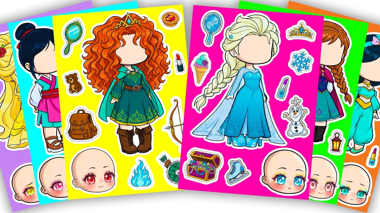 🍓Paper DIY🍓 Cute Disney Princess Collection X Gacha Sticker Book #disneyprincess #asmr #paperdiy