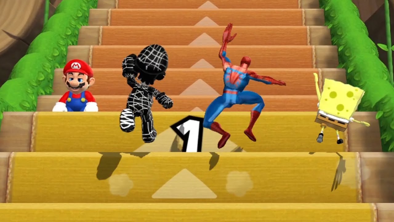 Mario Party 9 Minigames - Mario Vs Spider Man Vs Venom Luigi Vs Spongebob (Master Cpu)