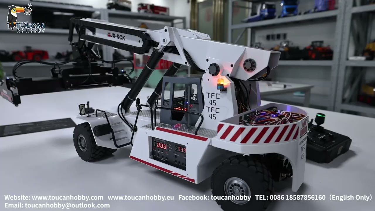 How to operate 1/14 RC Hydraulic Reach Stacker TEREX TFC45 Container Handler, see radio settings