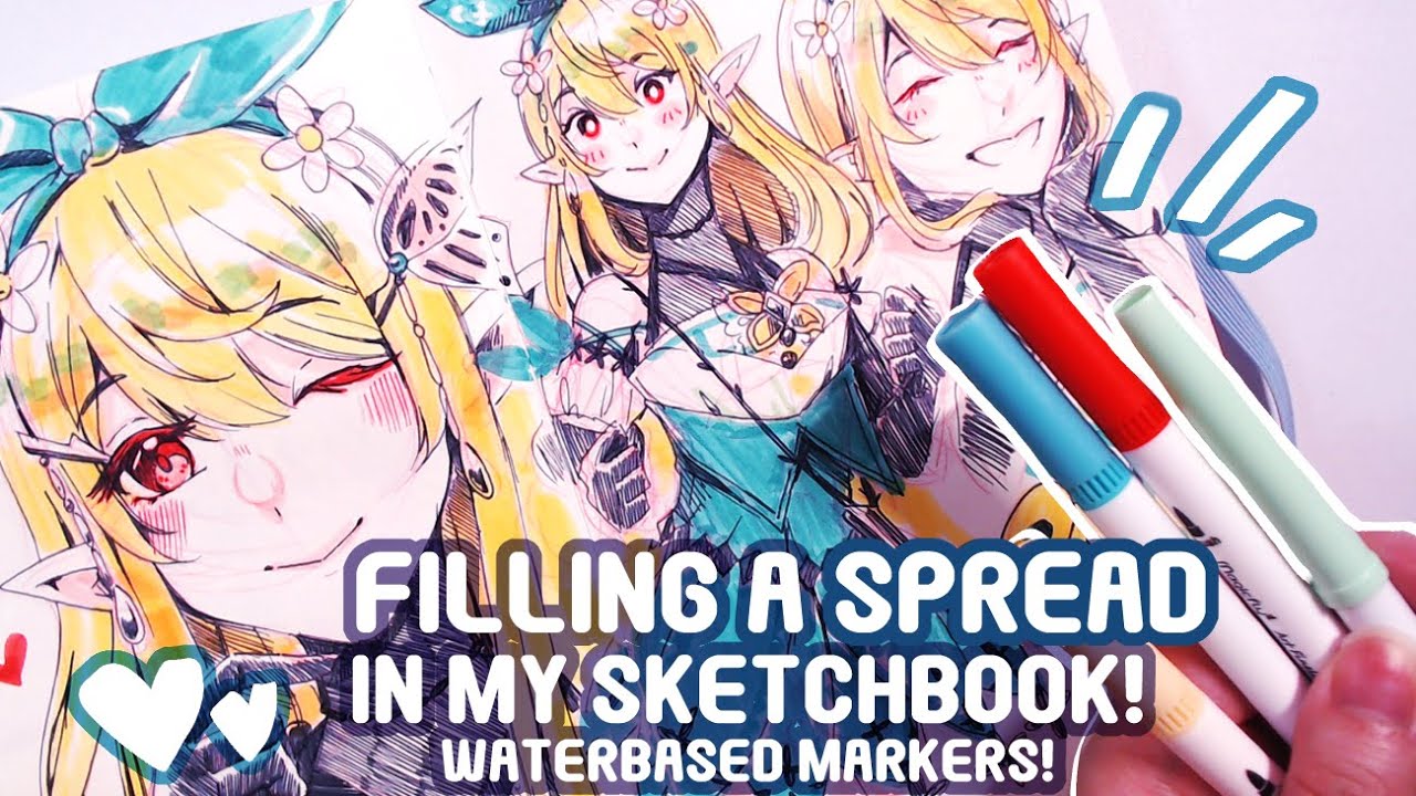 Filling a Spread in my Sketchbook! Waterbased Markers~