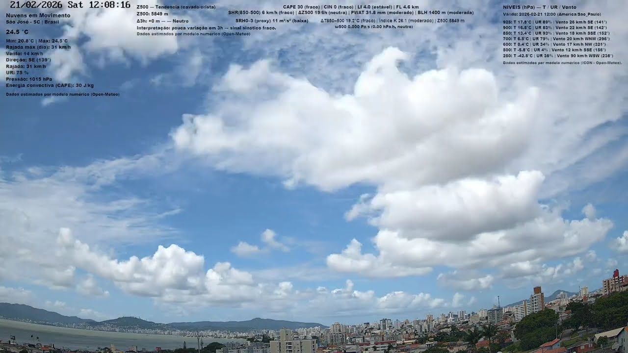 21/02/2026 - Time-lapse das Nuvens | Últimas 24h 