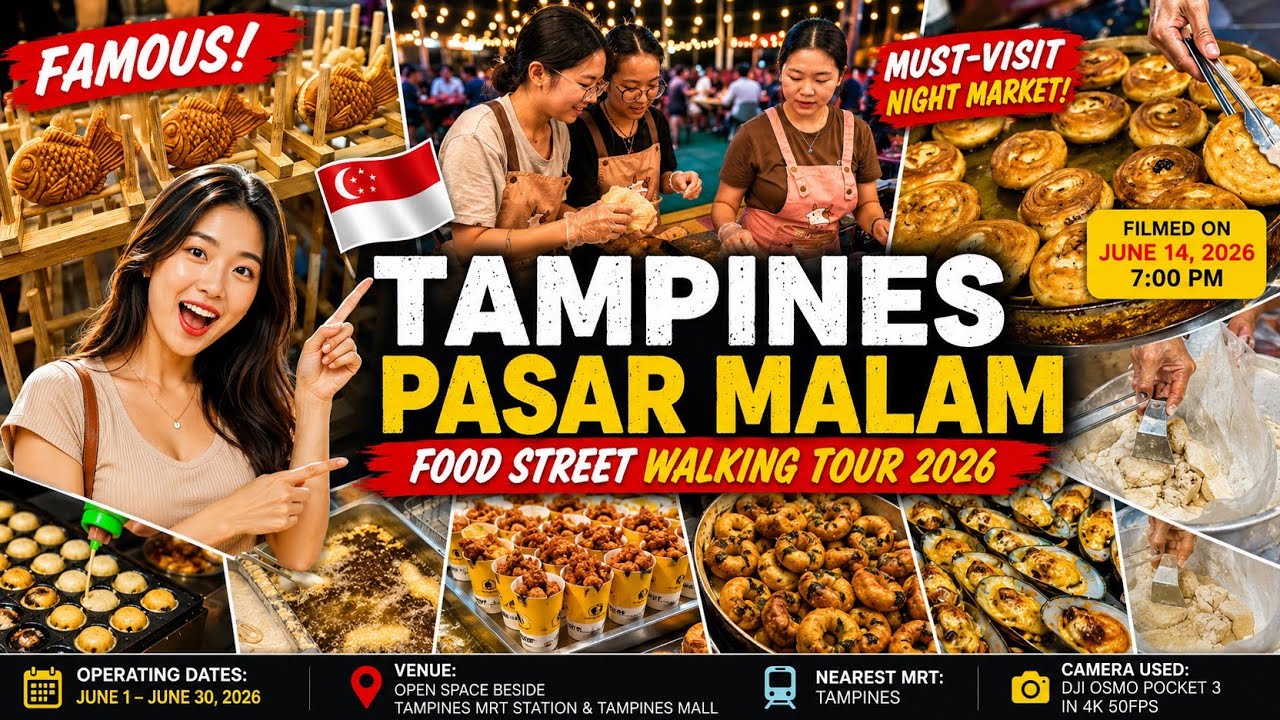 Famous Tampines Pasar Malam Singapore 2026 | Must-Visit Night Market Food Street Walking Tour in 4K