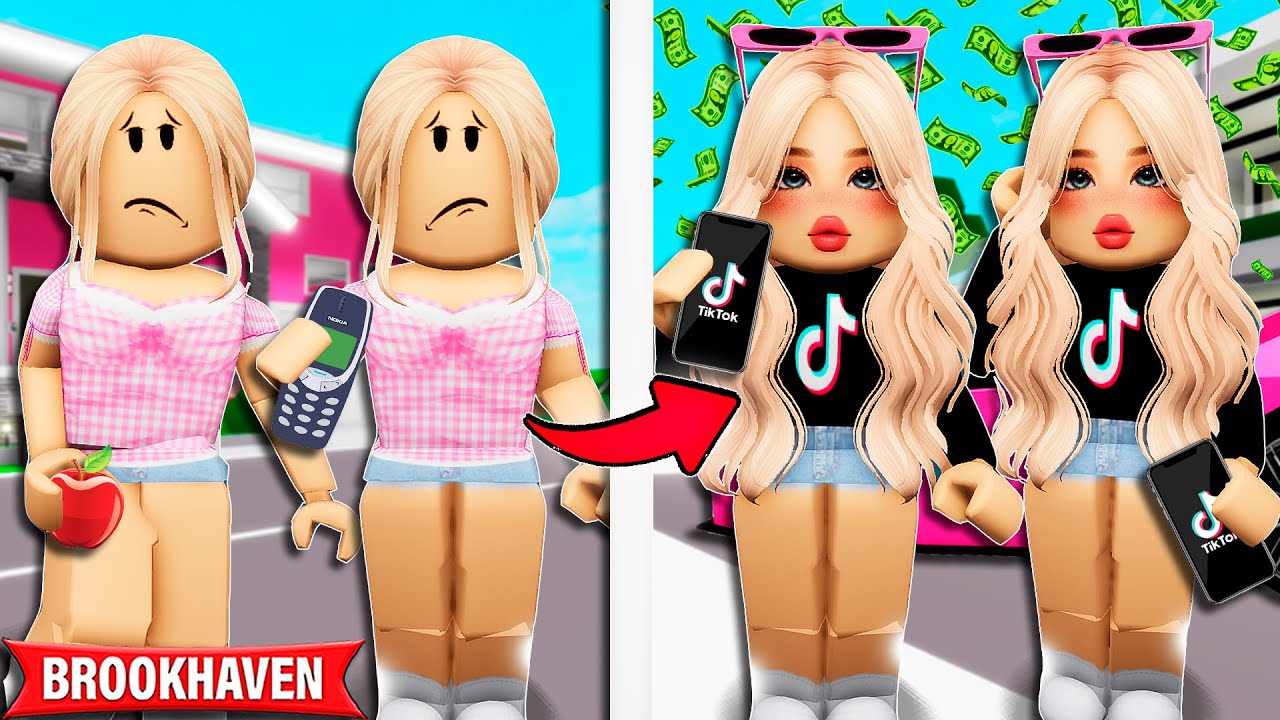 AS GÊMEAS ABANDONADAS VIRARAM TIKTOKERS | Historinhas Brookhaven Roblox | Bibi e Lud