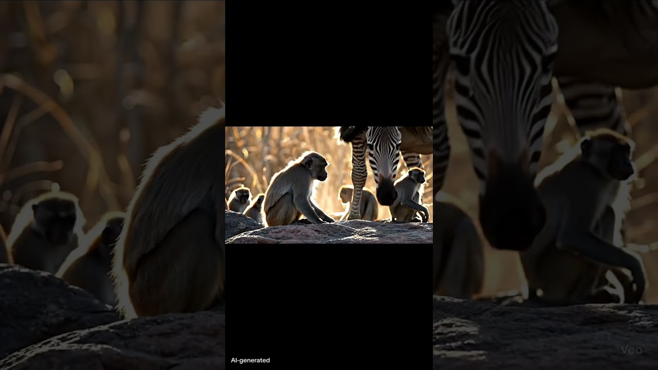 Dieser klevere Affe reitet ein Zebra #witzig #deutsch #kivideo #aivideo #spa&szlig; #affe #zebra #natgeo